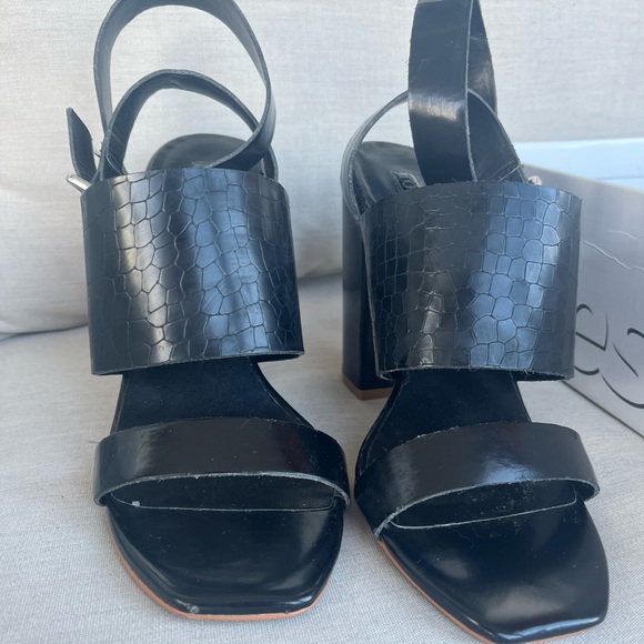Top Shop Black ‘Roscha’ Croc-Effect High Sandals Size 6.5 - Picture 6 of 10